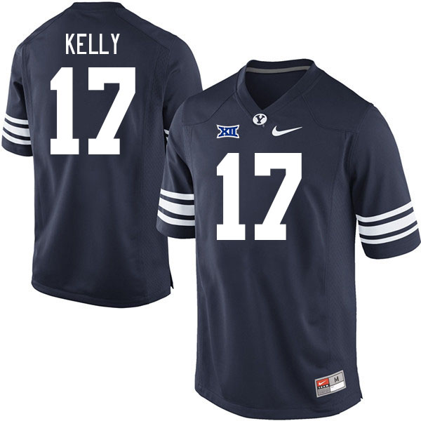 Men #17 Jack Kelly BYU Cougars College Football Jerseys Stitched Sale-Navy